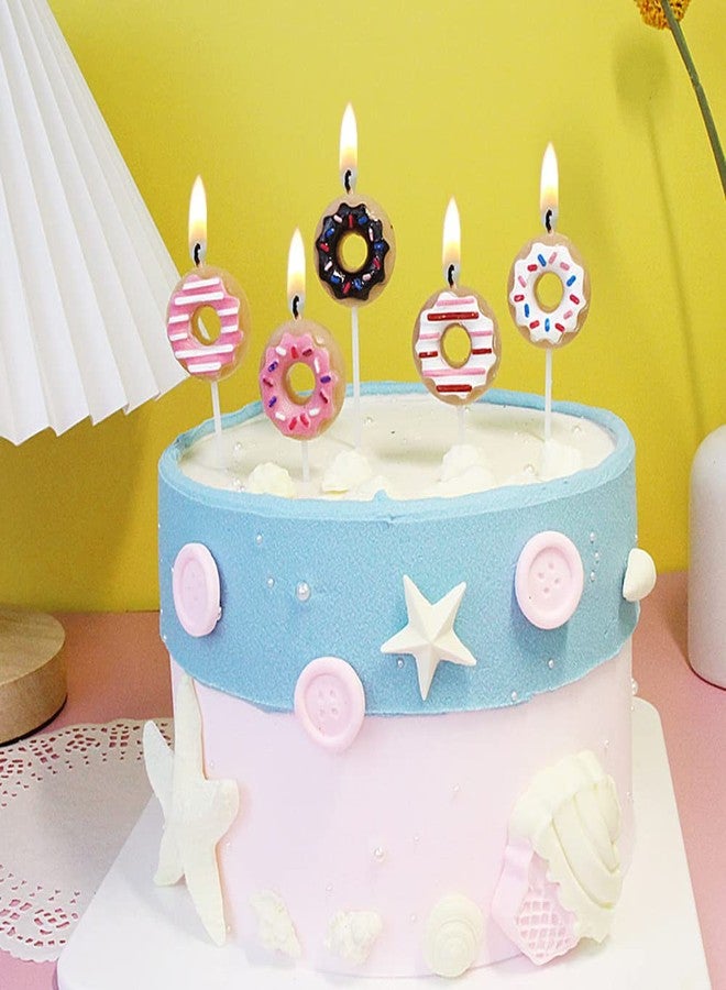 Aprildecember 5 Pcs Mini Cute Food Shaped Candles, Donut Shaped Birthday Cake Cupcake Decorations - Image 4